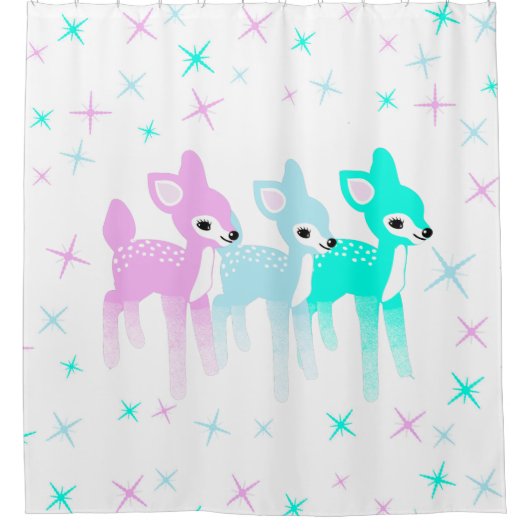 ヴィンテージパステルディアキュートクリスマスキティ シャワーカーテン (正面)