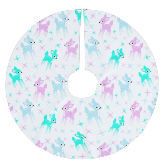 ヴィンテージパステルディアキュートクリスマスパターン ブラッシュドポリエステルツリースカート (正面)