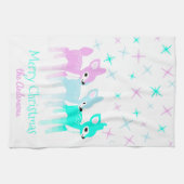 ヴィンテージパステルディアキュートパーソナライズされたクリスマス キッチンタオル (横)