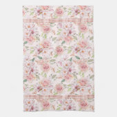 ヴィンテージパステルピンクのバラ キッチンタオル (縦)