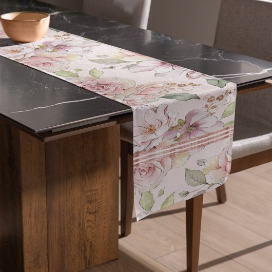 ヴィンテージパステルピンクのバラ ショートテーブルランナー