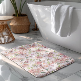 ヴィンテージパステルピンクのバラ バスマット