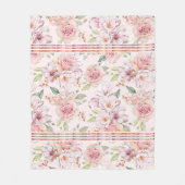 ヴィンテージパステルピンクのバラ フリースブランケット (正面)