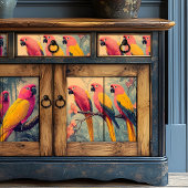 ヴィンテージパステルピンクイエローブルーパロット 薄葉紙