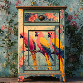 ヴィンテージパステルピンクイエローブルーパロット 薄葉紙