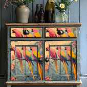 ヴィンテージパステルピンクイエローブルーパロット 薄葉紙