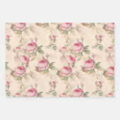 ヴィンテージパステルピンクエレガントバラフローラ ラッピングペーパーシート (正面2)