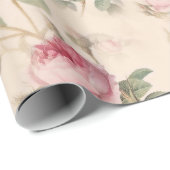 ヴィンテージパステルピンクエレガントバラフローラ ラッピングペーパー (ロールコーナー)