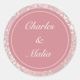 ヴィンテージパステルピンクシルバー結婚フローラ ラウンドシール