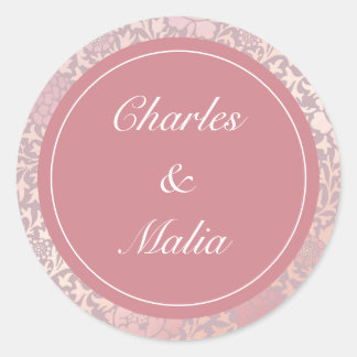 ヴィンテージパステルピンクシルバー結婚フローラ ラウンドシール