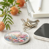 ヴィンテージパステルピンクローゼズウィズバタフライ キーホルダー (側面)