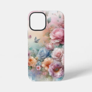 ヴィンテージパステルピンクローゼズウィズバタフライ iPhone 12 MINIケース