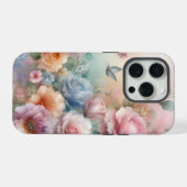 ヴィンテージパステルピンクローゼズウィズバタフライ iPhoneケース (裏面横)