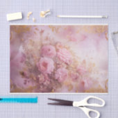 ヴィンテージパステルピンクローゼズウィズ金ゴールドアクセント 薄葉紙 (クラフト)