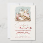 ヴィンテージパステルピンク&レッドクッキー交換パーティー 招待状 (正面)