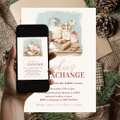 ヴィンテージパステルピンク&レッドクッキー交換パーティー 招待状