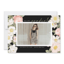 ヴィンテージパステルフラワーズブラックフォト卒業