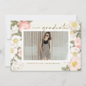 ヴィンテージパステルフラワーズベージュ写真卒業 案内状 (正面)