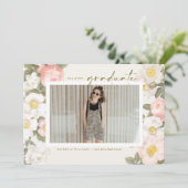 ヴィンテージパステルフラワーズベージュ写真卒業 案内状 (スタンド正面)