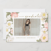 ヴィンテージパステルフラワーズホワイト写真卒業 招待状 (正面)