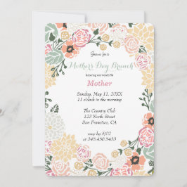 ヴィンテージパステルフラワーリースパーティーテンプレート 招待状