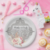 ヴィンテージパステルフローラバラ ペーパープレート (パーティー)