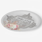 ヴィンテージパステルフローラバラ ペーパープレート (アングル)