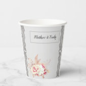 ヴィンテージパステルフローラバラ 紙コップ (正面)