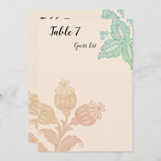 ヴィンテージパステルフローラピーチグリーン結婚ズ (正面/裏面)