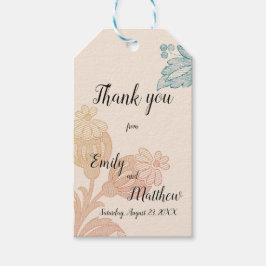 ヴィンテージパステルフローラピーチグリーン結婚ズ ギフトタグ