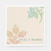 ヴィンテージパステルフローラピーチグリーン結婚ズ スタンダードランチョンナプキン (正面)