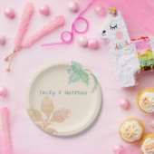 ヴィンテージパステルフローラピーチグリーン結婚ズ ペーパープレート (パーティー)