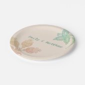 ヴィンテージパステルフローラピーチグリーン結婚ズ ペーパープレート (アングル)