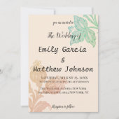 ヴィンテージパステルフローラピーチグリーン結婚ズ 招待状 (正面)