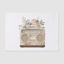 ヴィンテージパステルフローララジオアートのデコページ 薄葉紙