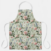 ヴィンテージパステルフローラ植物模様 エプロン (正面)