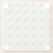 ヴィンテージパステルフローラ植物模様 ガラスコースター (裏面)