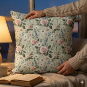 ヴィンテージパステルフローラ植物模様 クッション