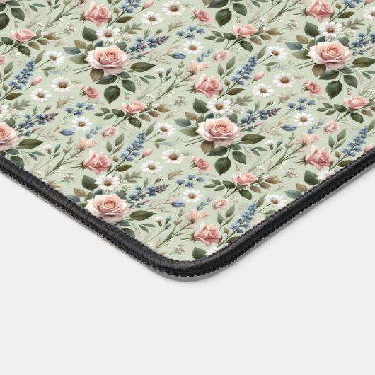 ヴィンテージパステルフローラ植物模様 デスクマット (コーナー)