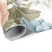 ヴィンテージパステルブルー&ピーチフローラルパターン ラッピングペーパー (ロールコーナー)