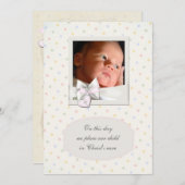 ヴィンテージパステルベビーガール《キリスト教》洗礼式や命名式招待状 招待状 (正面/裏面)