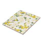ヴィンテージパステルレモンイエローフローラデザイン タイル (側面)