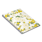 ヴィンテージパステルレモンイエローフローラデザイン ノートブック (右側)