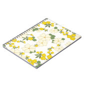 ヴィンテージパステルレモンイエローフローラデザイン ノートブック (左側)