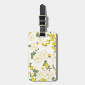 ヴィンテージパステルレモンイエローフローラデザイン ラゲッジタグ (正面縦)