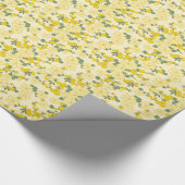 ヴィンテージパステルレモンイエローフローラデザイン ラッピングペーパー (角)