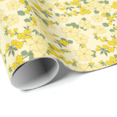ヴィンテージパステルレモンイエローフローラデザイン ラッピングペーパー (ロールコーナー)