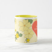 ヴィンテージパステルレモンイエローフローラマザーズデイ マグカップ (中央)