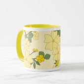 ヴィンテージパステルレモンイエローフローラマザーズデイ マグカップ (正面左)