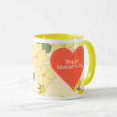 ヴィンテージパステルレモンイエローフローラマザーズデイ マグカップ (正面右)